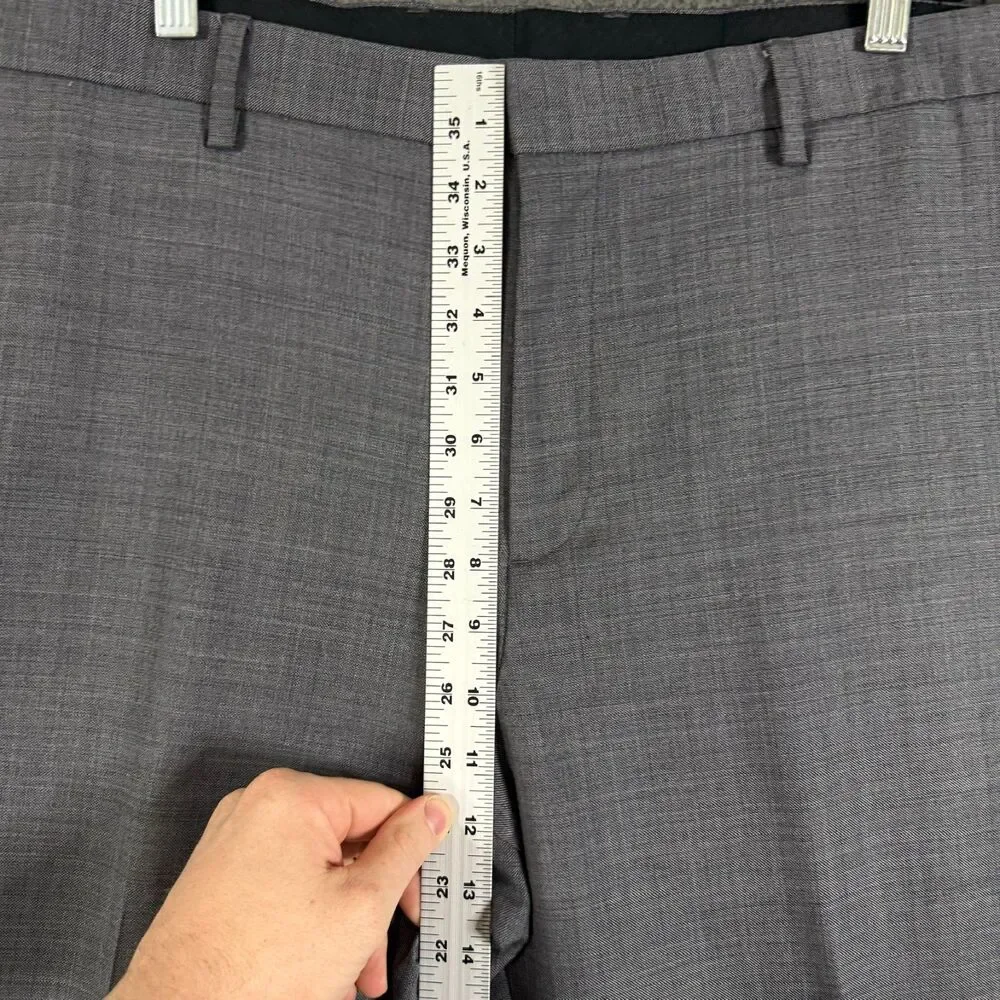 J Crew Dress Pants Mens 38x32 Gray Bowery Slim Fit Four Season Wool Stretch
